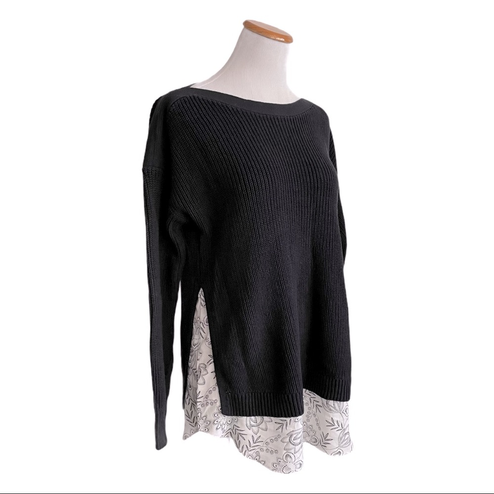 LOFT Layered Mixed Media Knitted Sweater